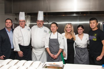 John Mauro, chef Stephan Schulz, chef Doug Robertson, Brian Cheng, Toppits president Heather Gremont, chef Alanna Fleischer and Jerry Tan