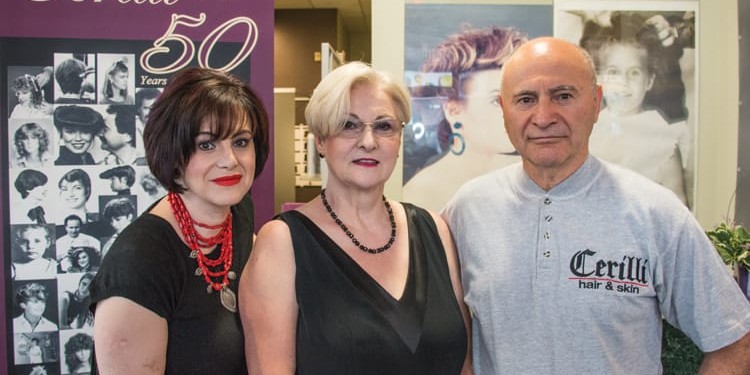 Loredana Cerilli, owner of Cerilli Hair Salon, and the salon’s co-founders, her mother Maria and father Tony
