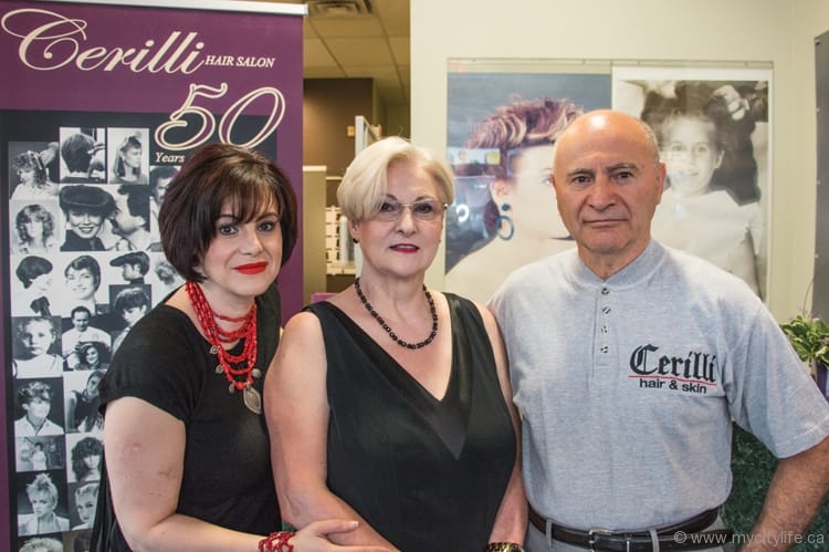 Loredana Cerilli, owner of Cerilli Hair Salon, and the salon’s co-founders, her mother Maria and father Tony