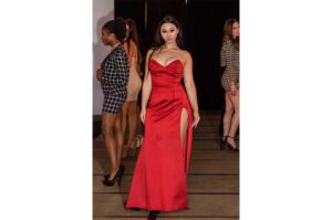 Student participating in the Haute Couture's Year End Fashion Show.