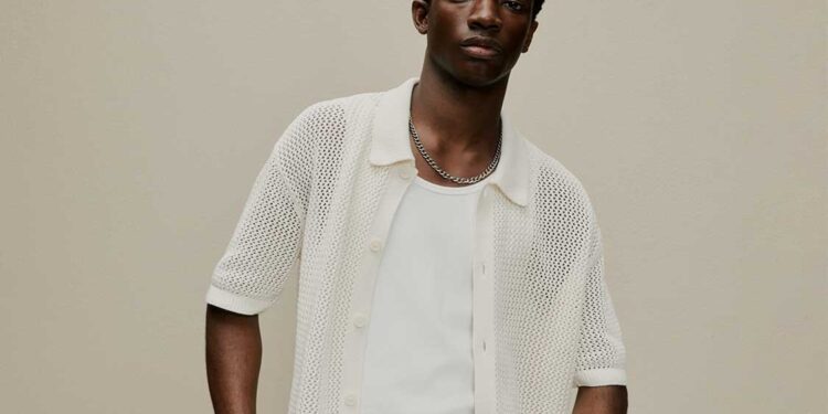 Male Model Wearing The Pointelle-Knit Shirt From H&M