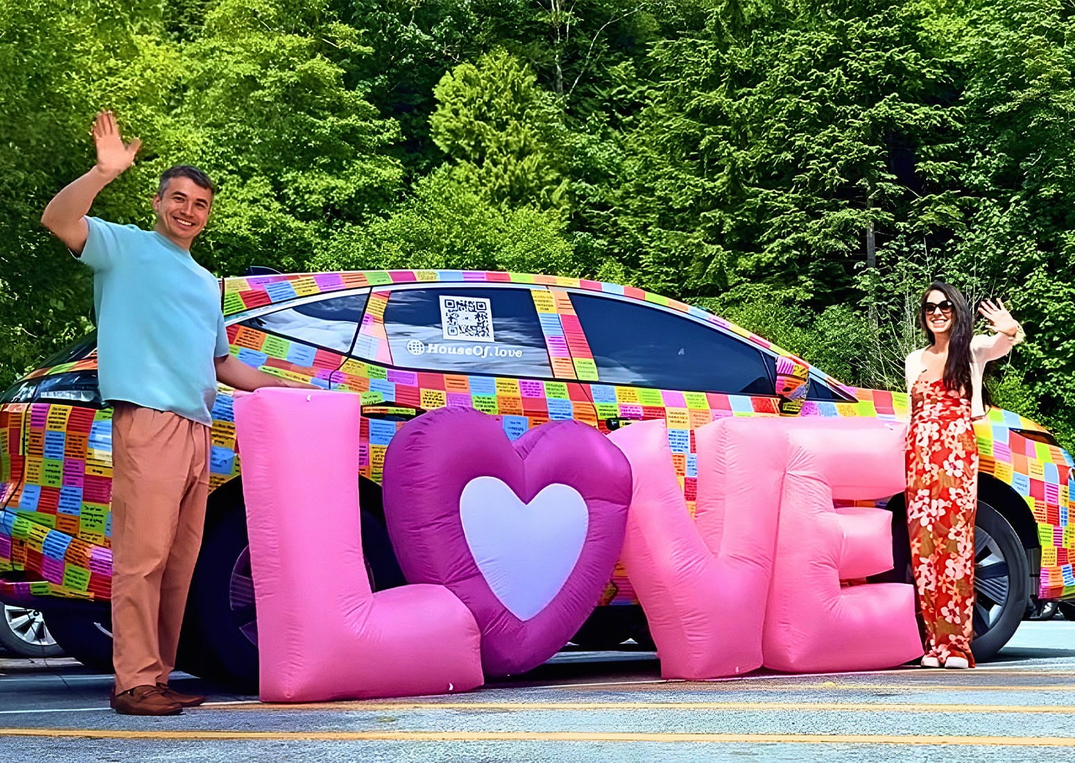Andrei and Maria posing with the car fully covered with vinyl stickers. | Photo Courtesy of House of Love